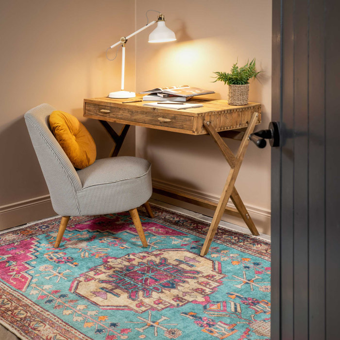 Kukoon Teal Pink Distressed Traditional Rug Wayfair.co.uk